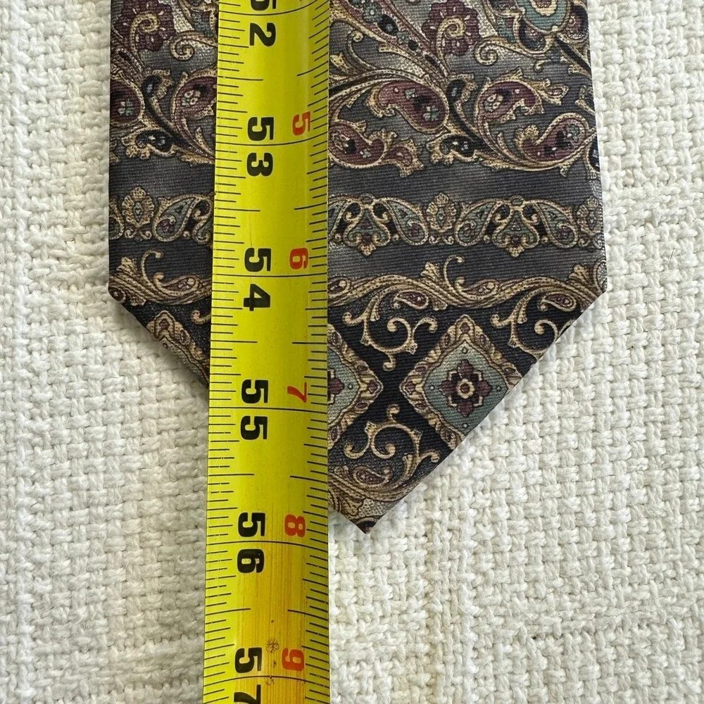 VTG Karl‎ Lagerfeld Silk Paisley Tie 90s Earth Tone Medallion USA Dark Academia